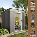 Lofka 6' x 4' Outdoor Storage Shed with Sliding Doors and Transparent Panel Windows - Ideal for Backyard, Patio, and Garden, Grey