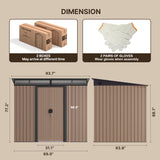 Outdoor Storage Shed, Asofer 8'x6' Metel Shed with Sliding Doors for Patio, Brown