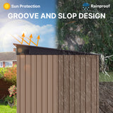 Outdoor Storage Shed, Asofer 8'x6' Metel Shed with Sliding Doors for Patio, Brown