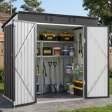 Asofer 8' x 6' Outdoor Storage Shed with Lockable Doors and Ventilation for Backyard, Dark Gray