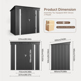 Asofer 8' x 6' Outdoor Storage Shed with Lockable Doors and Ventilation for Backyard, Dark Gray