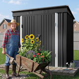 Asofer 8' x 6' Outdoor Storage Shed with Lockable Doors and Ventilation for Backyard, Dark Gray