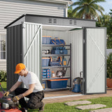 Asofer 8' x 6' Outdoor Storage Shed with Lockable Doors and Ventilation for Backyard, Dark Gray