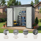 Asofer 8' x 6' Outdoor Storage Shed with Lockable Doors and Ventilation for Backyard, Dark Gray