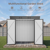Asofer 8' x 6' Outdoor Storage Shed with Lockable Doors and Ventilation for Backyard, Dark Gray