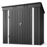 Asofer 8' x 6' Outdoor Storage Shed with Lockable Doors and Ventilation for Backyard, Dark Gray