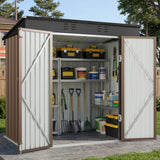 Asofer 8' x 6' Outdoor Storage Shed with Lockable Doors and Ventilation for Backyard, Brown