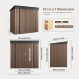 Asofer 8' x 6' Outdoor Storage Shed with Lockable Doors and Ventilation for Backyard, Brown