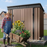 Asofer 8' x 6' Outdoor Storage Shed with Lockable Doors and Ventilation for Backyard, Brown