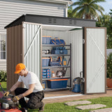 Asofer 8' x 6' Outdoor Storage Shed with Lockable Doors and Ventilation for Backyard, Brown