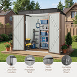 Asofer 8' x 6' Outdoor Storage Shed with Lockable Doors and Ventilation for Backyard, Brown
