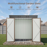 Asofer 8' x 6' Outdoor Storage Shed with Lockable Doors and Ventilation for Backyard, Brown