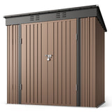 Asofer 8' x 6' Outdoor Storage Shed with Lockable Doors and Ventilation for Backyard, Brown