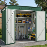 Asofer 8' x 6' Outdoor Storage Shed with Lockable Doors and Ventilation for Backyard, Green