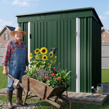 Asofer 8' x 6' Outdoor Storage Shed with Lockable Doors and Ventilation for Backyard, Green