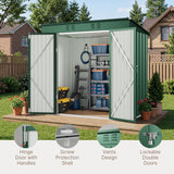 Asofer 8' x 6' Outdoor Storage Shed with Lockable Doors and Ventilation for Backyard, Green