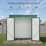 Asofer 8' x 6' Outdoor Storage Shed with Lockable Doors and Ventilation for Backyard, Green