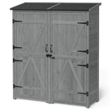 Asofer Outdoor Storage Cabinet with Floor, Waterproof Roof, Double Lockable Doors Garden Shed with 2 Removable Shelves, Gray