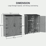 Asofer Outdoor Storage Cabinet with Floor, Waterproof Roof, Double Lockable Doors Garden Shed with 2 Removable Shelves, Gray