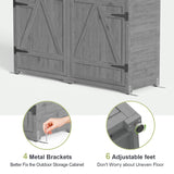 Asofer Outdoor Storage Cabinet with Floor, Waterproof Roof, Double Lockable Doors Garden Shed with 2 Removable Shelves, Gray