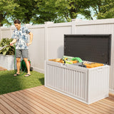 100 Gallon Resin Deck Box, Asofer Lockable Patio Outdoor Storage Box, Garden Tools Storage, White