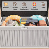 100 Gallon Resin Deck Box, Asofer Lockable Patio Outdoor Storage Box, Garden Tools Storage, White