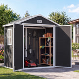 Asofer 6x4.4 ft Resin Storage Shed with Floor, Lockable Double Doors & Vents, Weatherproof Outdoor Tool Shed for Backyard Patio Lawn, Black