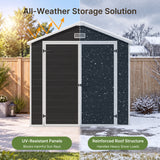 Asofer 6x4.4 ft Resin Storage Shed with Floor, Lockable Double Doors & Vents, Weatherproof Outdoor Tool Shed for Backyard Patio Lawn, Black