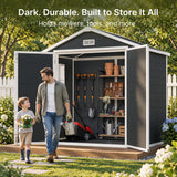 Asofer 6x4.4 ft Resin Storage Shed with Floor, Lockable Double Doors & Vents, Weatherproof Outdoor Tool Shed for Backyard Patio Lawn, Black