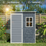 Asofer 5'x3' Outdoor Storage Shed, Heavy Duty Resin Shed Garden Tool Shed with Floor for Backyard, Patio, Upgraded Structure Frame, Brown