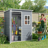 5' x 3' Plastic Outdoor Shed, All-Weather Resin Large Storage Sheds with Spacious Window & Lockable Door for Patio, Backyard, Garden, Patio, Lawn - Gray