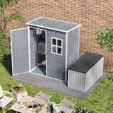 Asofer 5'x3' Outdoor Storage Shed, Heavy Duty Resin Shed Garden Tool Shed with Floor for Backyard, Patio, Upgraded Structure Frame, Brown