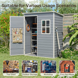 5' x 3' Plastic Outdoor Shed, All-Weather Resin Large Storage Sheds with Spacious Window & Lockable Door for Patio, Backyard, Garden, Patio, Lawn - Gray