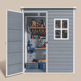 Asofer 72"W x 36"D x 73"H (14.64 sq ft) Resin Outdoor Storage Shed with Floor & Window - Gray