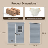 5' x 3' Plastic Outdoor Shed, All-Weather Resin Large Storage Sheds with Spacious Window & Lockable Door for Patio, Backyard, Garden, Patio, Lawn - Gray