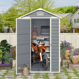 Asofer 6' x 4' Resin Outdoor Storage Shed, All-Weather Plastic Garden Shed with Floor, Side Window & Lockable Door for Backyard, Patio, Gray