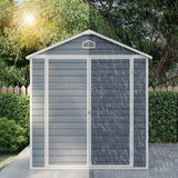 Asofer 8' x 6' Outdoor Storage Shed, Heavy-Duty Plastic Shed with Floor, Resin Shed with Window, Gray