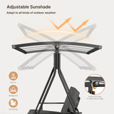 3-seat Outdoor Patio Porch Swing with Adjustable PC Canopy&Cushions, Swing Chair Bench with for Backyard Front Porch Lawn,Gray