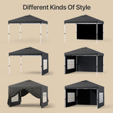 Asofer Black 10'x10' Pop up Canopy Tent with 4 Removable Sidewalls, Outdoor Camping Party Canopy Gazebo Tent Patio Beach