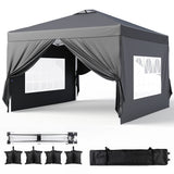 10'x10' Pop-up Canopy Tent with 4 Removable Sidewalls for Patio - Black