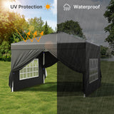 Asofer Black 10'x10' Pop up Canopy Tent with 4 Removable Sidewalls, Outdoor Camping Party Canopy Gazebo Tent Patio Beach