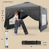 10'x10' Pop-up Canopy Tent with 4 Removable Sidewalls for Patio - Black