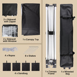Asofer Black 10'x10' Pop up Canopy Tent with 4 Removable Sidewalls, Outdoor Camping Party Canopy Gazebo Tent Patio Beach