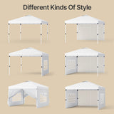 Aiho 10'x10' Pop-up Canopy Tent with 4 Removable Sidewalls for Patio - Whtie