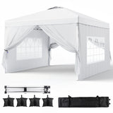 Asofer 10'x10' Gazebo Canopy Tent Instant Setup, Windproof Outdoor Gazebo with UPF50+ Sun Protection for Party, White