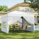Asofer 10'x10' Gazebo Canopy Tent Instant Setup, Windproof Outdoor Gazebo with UPF50+ Sun Protection for Party, White