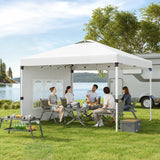Aiho 10'x10' Pop-up Canopy Tent with 4 Removable Sidewalls for Patio - Whtie