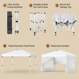 Aiho 10'x10' Pop-up Canopy Tent with 4 Removable Sidewalls for Patio - Whtie