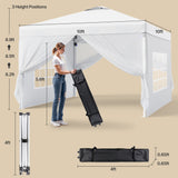 Aiho 10'x10' Pop-up Canopy Tent with 4 Removable Sidewalls for Patio - Whtie