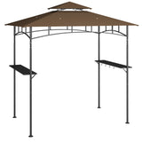 8'x5' Grill Gazebo,Asofer Tier BBQ Canopy with Vented Top, Outdoor Steel Frame Shelters with Shelves and Hooks for Backyard Patio,Brown